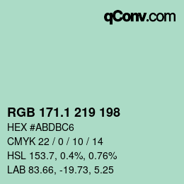 カラーコード: RGB 171.1 219 198 | qconv.com