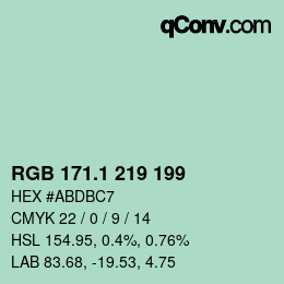 カラーコード: RGB 171.1 219 199 | qconv.com