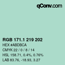 Color code: RGB 171.1 219 202 | qconv.com