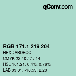 カラーコード: RGB 171.1 219 204 | qconv.com