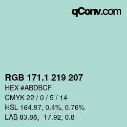 カラーコード: RGB 171.1 219 207 | qconv.com