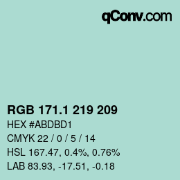 カラーコード: RGB 171.1 219 209 | qconv.com