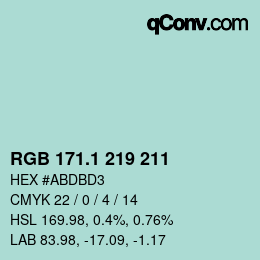 Color code: RGB 171.1 219 211 | qconv.com