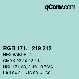 Color code: RGB 171.1 219 212 | qconv.com