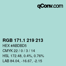 カラーコード: RGB 171.1 219 213 | qconv.com