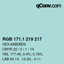 Color code: RGB 171.1 219 217 | qconv.com