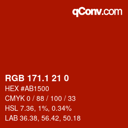 カラーコード: RGB 171.1 21 0 | qconv.com