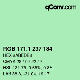 カラーコード: RGB 171.1 237 184 | qconv.com
