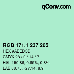 カラーコード: RGB 171.1 237 205 | qconv.com