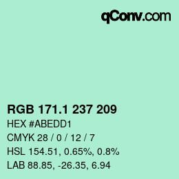 カラーコード: RGB 171.1 237 209 | qconv.com