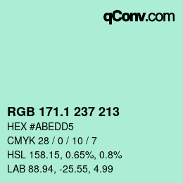 カラーコード: RGB 171.1 237 213 | qconv.com