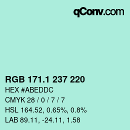 カラーコード: RGB 171.1 237 220 | qconv.com