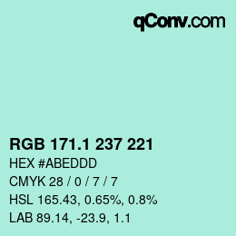 カラーコード: RGB 171.1 237 221 | qconv.com