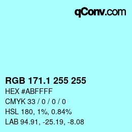 Color code: RGB 171.1 255 255 | qconv.com