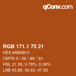 カラーコード: RGB 171.1 75 21 | qconv.com