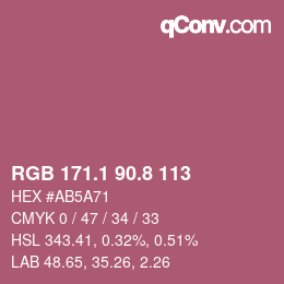 カラーコード: RGB 171.1 90.8 113 | qconv.com