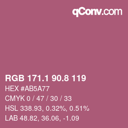 カラーコード: RGB 171.1 90.8 119 | qconv.com