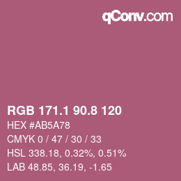 カラーコード: RGB 171.1 90.8 120 | qconv.com