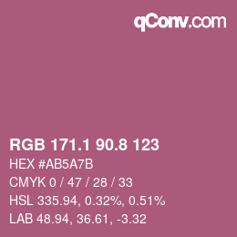 カラーコード: RGB 171.1 90.8 123 | qconv.com