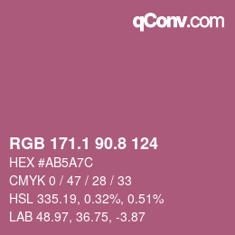 カラーコード: RGB 171.1 90.8 124 | qconv.com