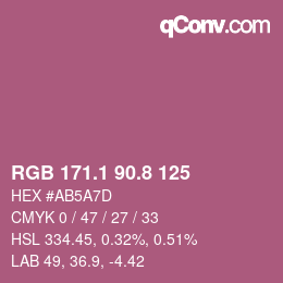 カラーコード: RGB 171.1 90.8 125 | qconv.com