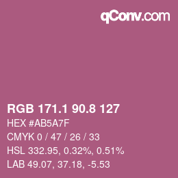 カラーコード: RGB 171.1 90.8 127 | qconv.com