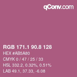 カラーコード: RGB 171.1 90.8 128 | qconv.com