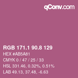 カラーコード: RGB 171.1 90.8 129 | qconv.com