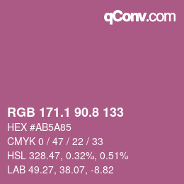 カラーコード: RGB 171.1 90.8 133 | qconv.com