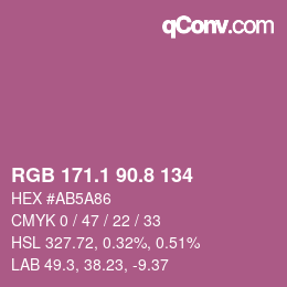 カラーコード: RGB 171.1 90.8 134 | qconv.com