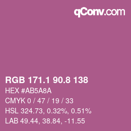 カラーコード: RGB 171.1 90.8 138 | qconv.com