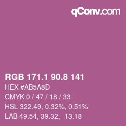 カラーコード: RGB 171.1 90.8 141 | qconv.com