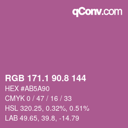 カラーコード: RGB 171.1 90.8 144 | qconv.com