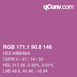 カラーコード: RGB 171.1 90.8 148 | qconv.com