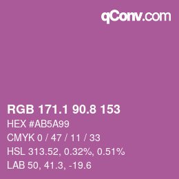 カラーコード: RGB 171.1 90.8 153 | qconv.com