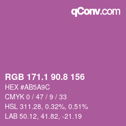カラーコード: RGB 171.1 90.8 156 | qconv.com