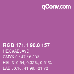 カラーコード: RGB 171.1 90.8 157 | qconv.com
