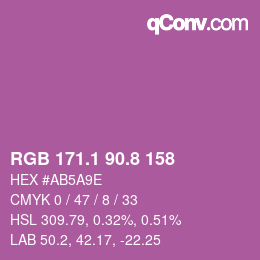 カラーコード: RGB 171.1 90.8 158 | qconv.com