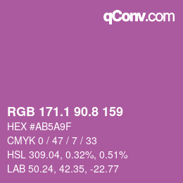 カラーコード: RGB 171.1 90.8 159 | qconv.com