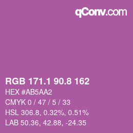 カラーコード: RGB 171.1 90.8 162 | qconv.com