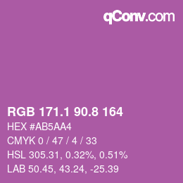 カラーコード: RGB 171.1 90.8 164 | qconv.com