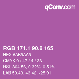 カラーコード: RGB 171.1 90.8 165 | qconv.com