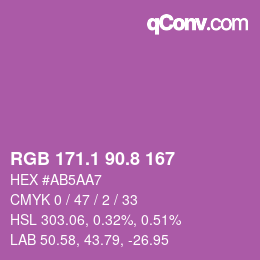カラーコード: RGB 171.1 90.8 167 | qconv.com