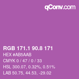 カラーコード: RGB 171.1 90.8 171 | qconv.com
