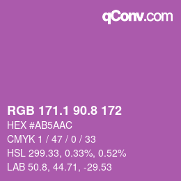 カラーコード: RGB 171.1 90.8 172 | qconv.com