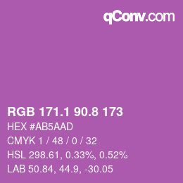 カラーコード: RGB 171.1 90.8 173 | qconv.com