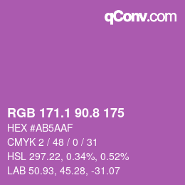カラーコード: RGB 171.1 90.8 175 | qconv.com