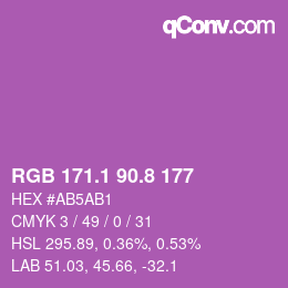 カラーコード: RGB 171.1 90.8 177 | qconv.com