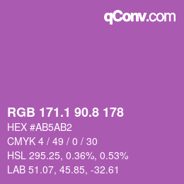 カラーコード: RGB 171.1 90.8 178 | qconv.com
