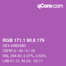 カラーコード: RGB 171.1 90.8 179 | qconv.com